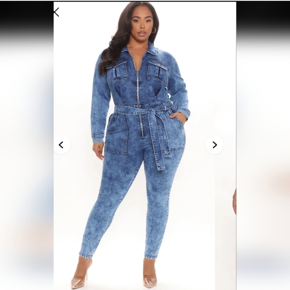 Fashion Nova Blue Denim Jumpsuit